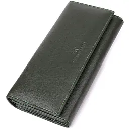 Стильний гаманець у два складення з натуральної шкіри ST Leather 23066 зелений