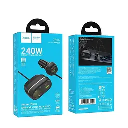Розгалужувач авто прикурювача - зарядний адаптер HOCO Z59A Rank 96 W (2C2A) cigarette lighter slot car charge - мініатюра 5