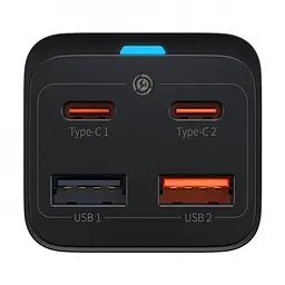 Блок швидкого заряджання 4 порти Baseus GaN3 Pro 65 W (2 Type-C + 2 USB) - мініатюра 6