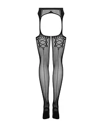 Сітчасті панчохи-стокінги зі стрілкою Obsessive Garter stockings S314 S/M/L, чорні, імітація гартері - мініатюра 6