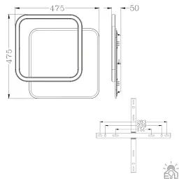 Керована світлодіодна люстра STANDART 80W 2S-ON/OFF-475х475х50-WHITE ESLLSE - мініатюра 7
