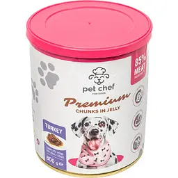 Вологий корм для дорослих собак Pet Chef Шматочки в желе з індичкою 800 г - мініатюра 3