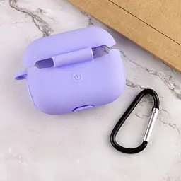 Силіконовий футляр New з карабіном для навушників Airpods Pro Бузковий / Dasheen - мініатюра 4