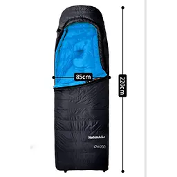 Спальник з натуральним пухом Naturehike CW700 CNK2450WS048, p-р L, чорно-блакитний - мініатюра 3