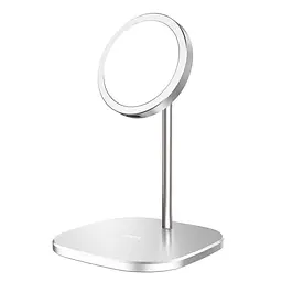Заряджання бездротове металеве HOCO CW32 Happiness magnetic desktop wireless charger 15W біле - мініатюра 2