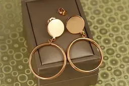 Сережки гвоздики Xuping Jewelry монетка з тунелем 5,2 см золотисті - мініатюра 2