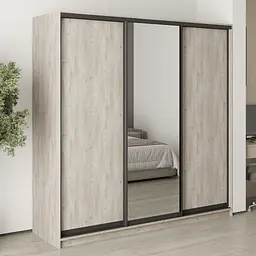 Шафа-купе тридверна MebelStar Стандарт BG 2ДСП/Дзеркало 210x45x210 см Аляска сірий (MBS-8391)