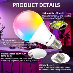 Світлодіодна лампа Bestview RGB лампочки з дистанційним керуванням, RGBW Warm White 5W E27 Screw Base, Mood - мініатюра 8