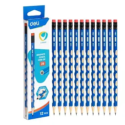 Чорнографітні олівці Deli EC016-2B U-Touch 2B з гумкою, 12 шт.