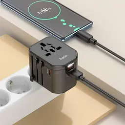 Універсальний зарядний пристрій Hoco AC15 Walker Three-Port PD20W(1C2A) Universal Conversion Charger Black - мініатюра 7