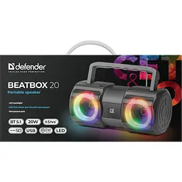 Акустична система Defender 1.0 Beatbox 20Вт, Light/BT/MIC/FM/USB/TF - мініатюра 4