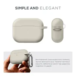 Силіконовий чохол для навушників Apple AirPods Pro 3, Hang Case, білий, ультратонкий захисний кейс товщиною 2 мм, захист від подряпин, пилу та ударів, компактний, з карабіном для кріплення, ArmorStandart (ARM88285) - мініатюра 2