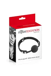 Классический кляп с силиконовым шариком Fetish Tentation Silicone Gag Ball, черный - миниатюра 3