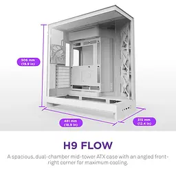 Корпус NZXT H9 Flow Tempered Glass без БЖ White (CM-H92FW-01) - мініатюра 9