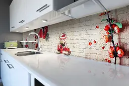 Кухонний фартух Червоні ягоди 02 вінілова наклейка ПВХ написи Бежевий 60х300 см Happy Pocket Z180759 - мініатюра 6