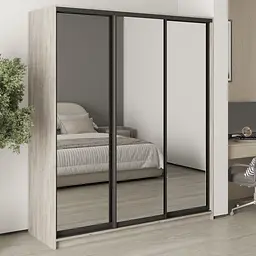 Шафа-купе тридверна MebelStar Стандарт BG 3 Дзеркала 180x45x210 см Аляска сірий (MBS-8496)