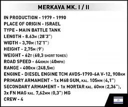 Конструктор Cobi Танк Merkava MK. I / II, масштаб 1:35, 825 деталей (COBI-2621) - мініатюра 10