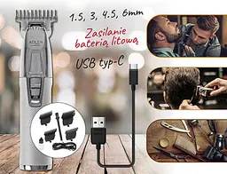 Професійний тример для бороди Adler AD 2836s USB - мініатюра 6