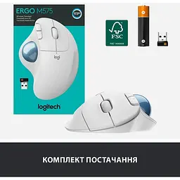 Миша комп'ютерна Logitech Ergo M575 Bluetooth Offwhite (910-005870, 910-005981) - мініатюра 2