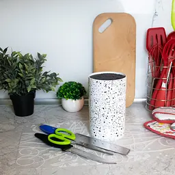 Підставка для ножів з наповнювачем із волокна універсальна Granite Knife Holder, Kitchen Master Білий 85717 - мініатюра 4