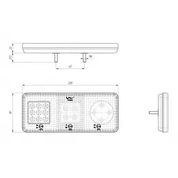 Задній ліхтар LED універсальний прямокутний 22х9 см 12/24V 5W Ф-401L - мініатюра 2