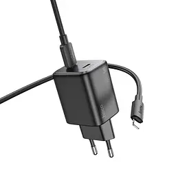 МЗП Hoco N42 Elogiado PD45W (2USB-C) + кабель Type-C to Lightning Black - мініатюра 3