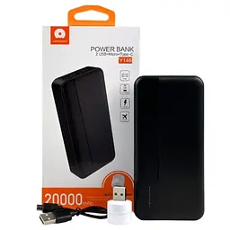 Зовнішній аккумулятор WUW Y146 20000mAh + Led фонарик чорний - мініатюра 2