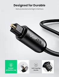 Аудіо кабель Ugreen AV122 Toslink Optical Audio Cable 3 м чорний (70893) - мініатюра 2