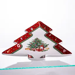 Блюдо сервірувальне новорічне для закусок Christmas 29 × 24 × 2 см фігурне Yiwu HP-SDHK-17 - мініатюра 4