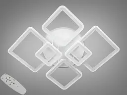 Стельова LED-люстра Diasha 8160/6WH 3color з пультом і димером, біла, 150 W, 6325 lm, сучасні квадратні LED-плафони 97×71