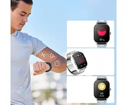 Розумний годинник Xiaomi Amazfit Pop 3s Metal Black Metallic Strap з металевим ремінцем чорний - мініатюра 6