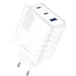 Мережевий зарядний пристрій Speed Surge GaN White 65 Вт 2xType-C (45 Вт + 20 Вт) Proove teh0028588