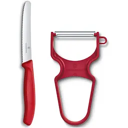 Набір кухонний Victorinox SwissClassic Paring Set 2шт з черв. ручкою (ніж, овочечистка Rapid) у подар.упак. - мініатюра 2