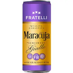 Уцінка. Напій винний Fratelli Maracuja Giallo білий напівсолодкий слабоалкогольний ігристий 6-6.9% 0.33 л - мініатюра 1