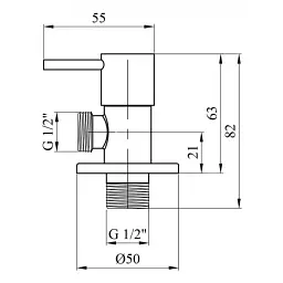 Кран приладовий кутовий Karro KR-03110 латунь 1/2"х1/2" Хром 30412 - мініатюра 2