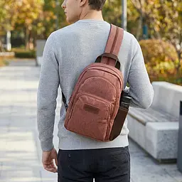 Невеликий рюкзак з поліестру з великою кількістю кишень Vintage 22150 коричневий - мініатюра 2