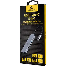 USB-Хаб Cablexpert A-CM-COMBO5-02, USB Type-C 5-в-1 (A-CM-COMBO5-02) - мініатюра 2