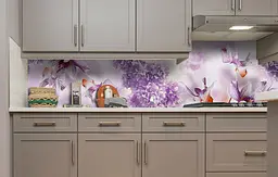 Вініловий кухонний фартух 3Д Бузок наклейка для кухні іриси Квіти Фіолетовий 60х300 см Happy Pocket Z181619 - мініатюра 5
