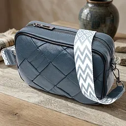 Шкіряна сумка з палітурками для стильних жінок Vintage 22408 синя