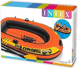 Двомісний надувний човен Intex Explorer Pro 200 196×102×33 см, човен для риболовлі та відпочинку з веслами і насосом - мініатюра 8