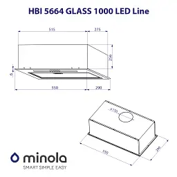 Витяжка повновбудована Minola HBI 5664 WH GLASS 1000 LED Line - мініатюра 10