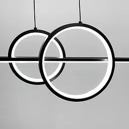 Видовжена чорна LED люстра з 2 світлодіодними колами та 2 плафони Line.F Довжина 120 см - мініатюра 4