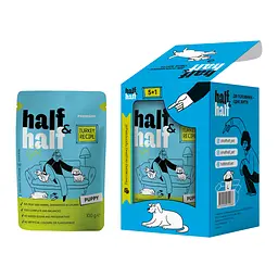 Набір вологих кормів Half & Half 5+1 для цуценят, шматочки з індичкою в соусі (6 шт. x 100 г) - мініатюра 2