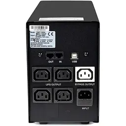 Джерело безперебійного живлення PowerCom BNT-1500AP Black, 1500 ВА, 900 Вт, лінійно-інтерактивний, AVR, 5 розеток (IEC), батарея 12В/7Ач x 2 шт, захист RJ45 - мініатюра 2