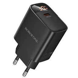 Мережевий зарядний пристрій Borofone BA97A Ilustre single-port PD30W charger with digital display (EU) чорний