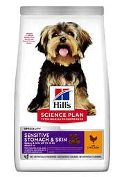 Сухий корм для дорослих собак малих і мініатюрних порід Hill’s Science Plan Adult Sensitive Stomach&Skin Small&MIni, при чутливому шлунку та шкірі, з куркою, 3 кг