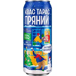 Квас пряний Квас Тарас зі смаком пряника та кориці 0.5 л з/б