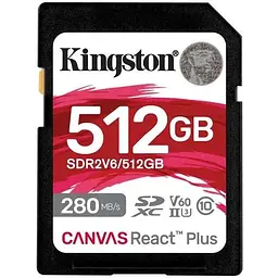 Карта пам'яті Kingston 512GB SDXC class 10 UHS-II U3 Canvas React Plus (SDR2V6/512GB)