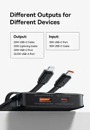 Портативна батарея Power Bank Baseus Airpow Lite Power Bank 10000mAh 22.5W Dual-Cable P10067501123-00 Black - мініатюра 6