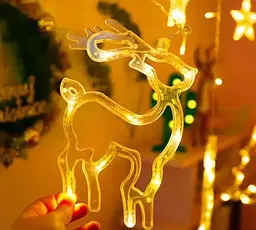 Гірлянда Штора з формами дзвіночок, ялинка, олень 12 PCS light - мініатюра 3